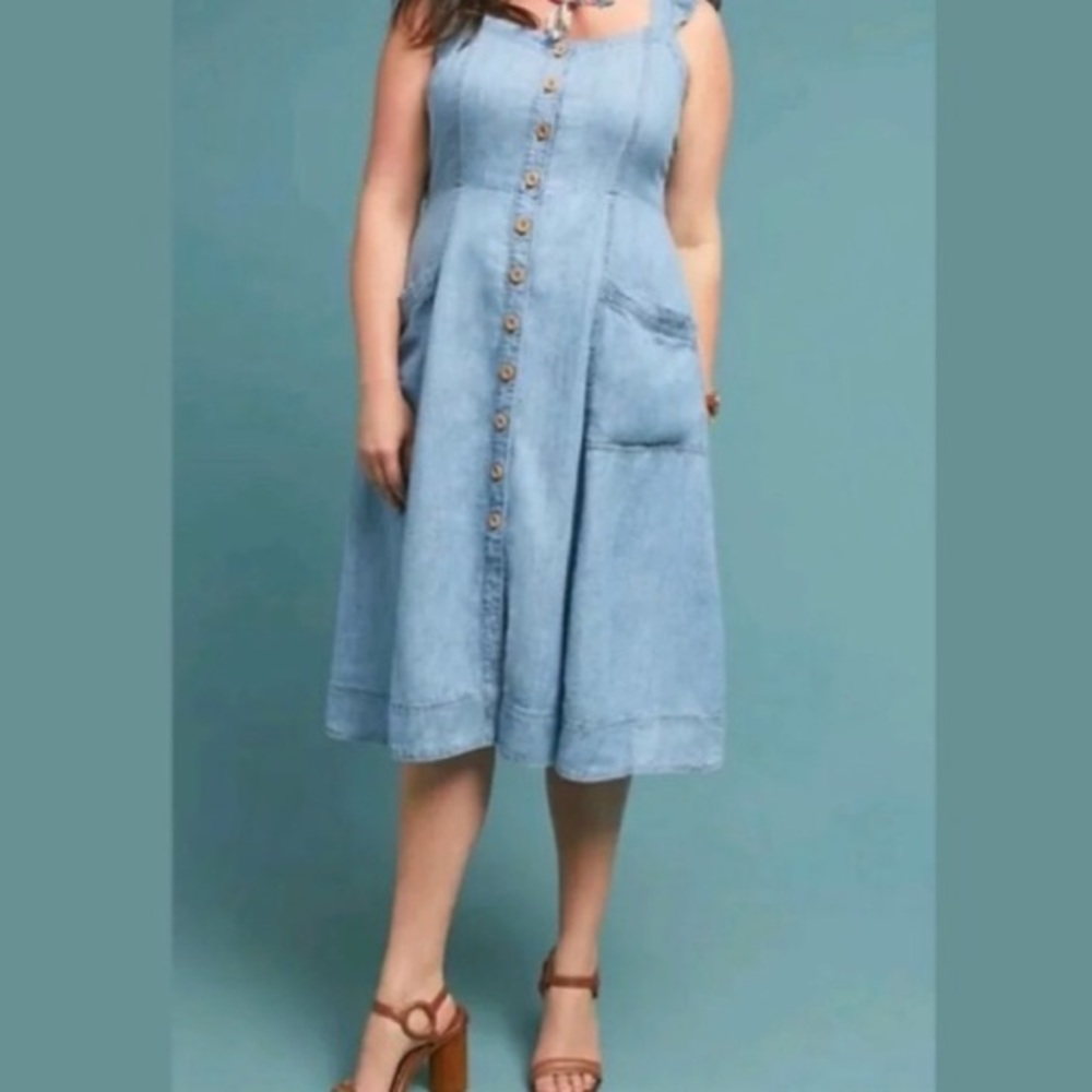 Anthropologie denim look sleeveless dress